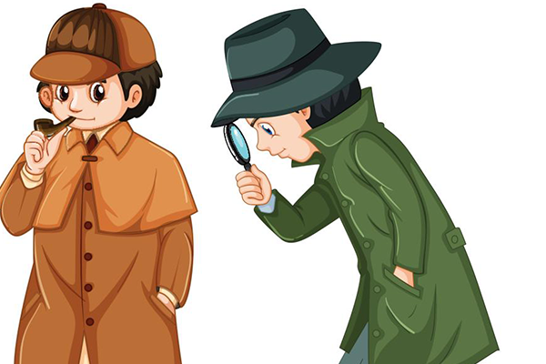 Tegning af to detektiver / spioner.
